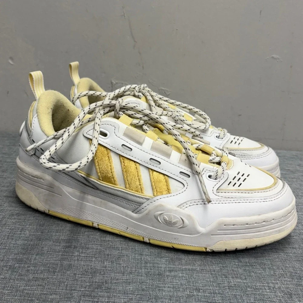 Adidas ADI2000 Sneakers Womens 7.5 White Yellow GZ7203 Chunky Y2K Skate Shoes